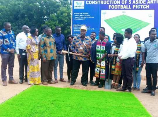 Ghana Technology Univ. cuts sod for construction of five aside football pitch
