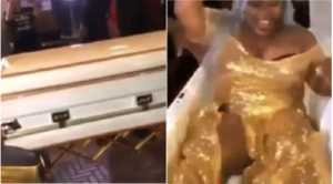 VIDEO: Bride arrives at her wedding in a coffin