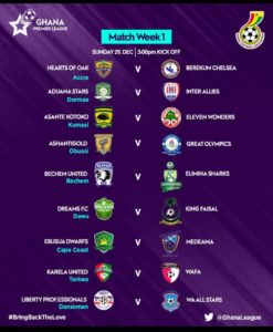 GPL match week one fixtures 