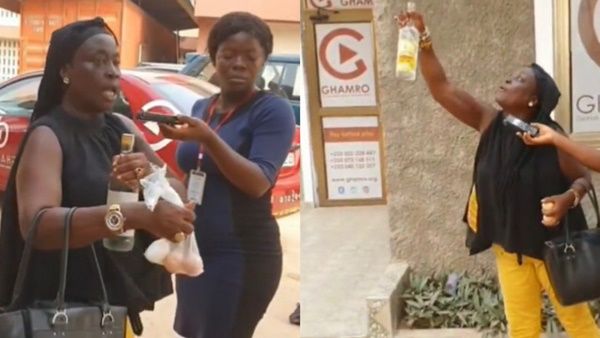 VIDEO: Ghanaian Musician storms GHAMRO Offices with eggs & alcohol to curse them