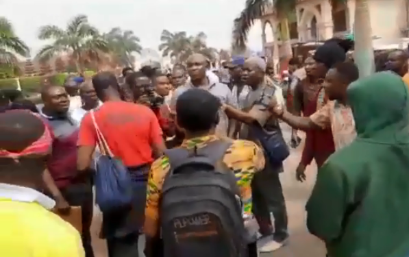 VIDEO: Warning shots fired as Menzgolders picket at NAM1's residence