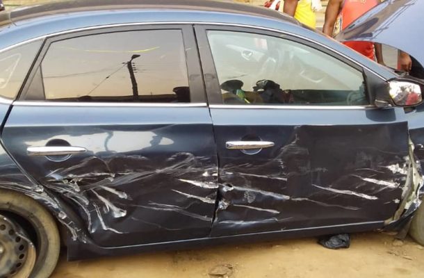 PHOTOS: 2 injured as GIS boss' convoy causes accident at Suhum overpass