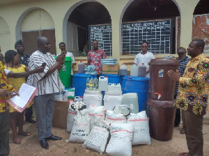 Dormaa East Assembly provides sanitizers and disinfectants to public institutions