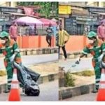 Actress Funke Akindele clears rubbish on the streets as she commences her 14 days Community service sentence
