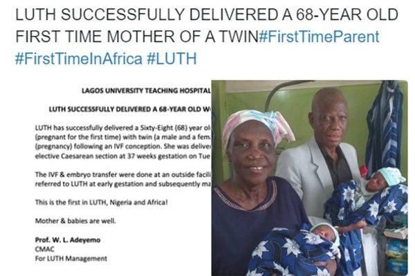 68 year-old Woman gives birth to twins