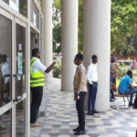 Persons without face mask prevented from entering Accra City Hall