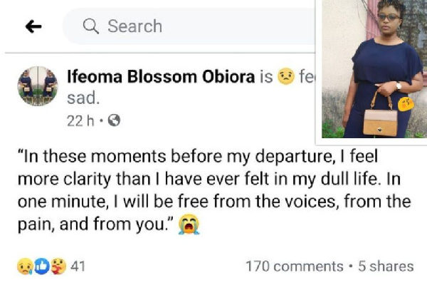 Woman drops suicide note on Facebook after suffering marital abuses