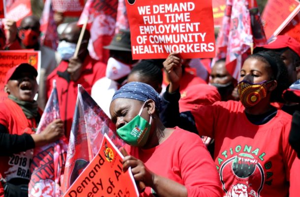 South Africa healthcare workers protest, threaten strike