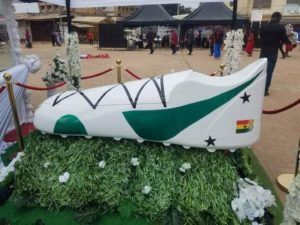 PHOTOS: Legendary Ghana striker Kwasi Owusu buried in football boot shaped coffin
