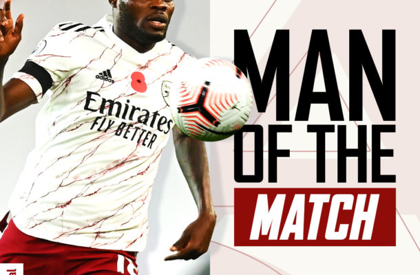 Thomas Partey named man of the match in Arsenal's victory over Man United