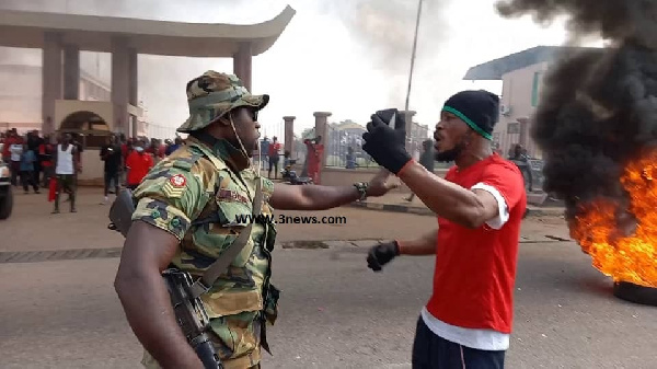 NDC protesters clash with Security Personnel in Kumasi