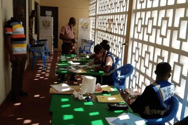 Inmates of Ho Prison exercise their franchise