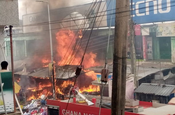 Fire destroys shops in Koforidua central business district