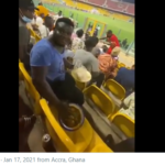 VIDEO: Hearts fan spotted eating Banku with soup in the stadium as his side beat Eleven Wonders
