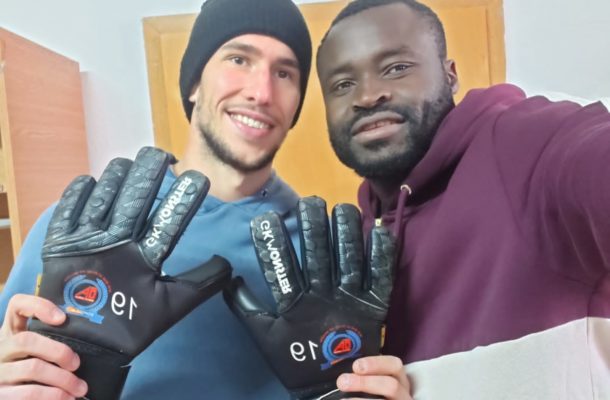 Romanian goalkeeper endorses gloves customized by Bright Addae Foundation