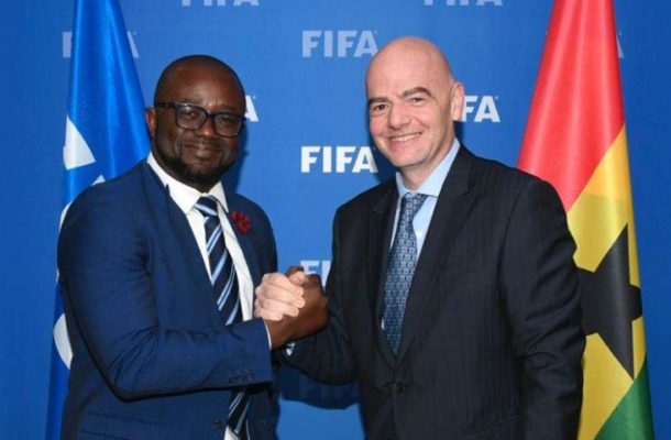FIFA boss Gianni Infantino commiserates with bereaved Kurt Okraku