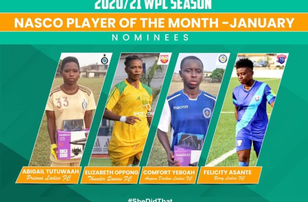 WPL: Four ladies battle for NASCO Player of the month award January
