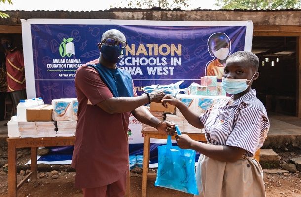 Awuah Dankwa Education Foundation donates books, PPE to basic schools in Atiwa