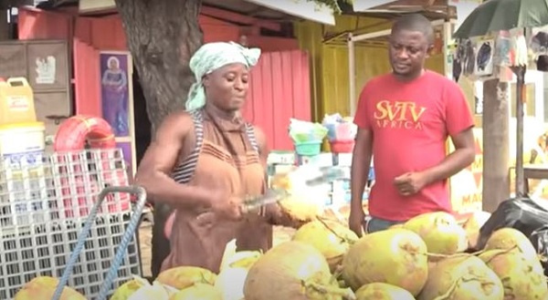 Meet the woman who sells coconut with her husband to support family