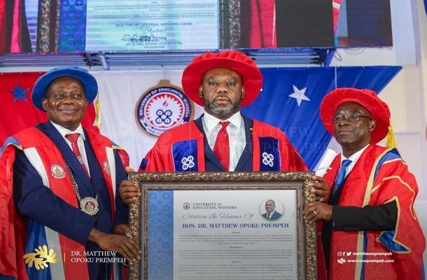 UEW honours Matthew Opoku Prempeh with Doctorate Degree over Free SHS