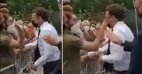 France President Emmanuel Macron slapped in the face