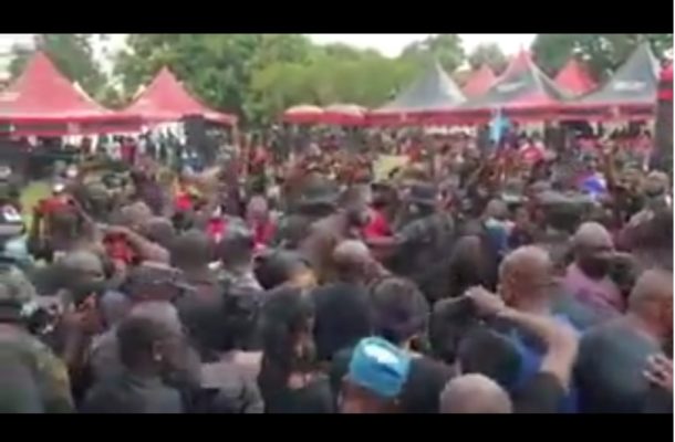 NPP faithful mob Bawumia at Sir John's funeral