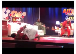 VIDEO: Ali of Date Rush falls on stage in an attempt to lift Shemina on Live TV