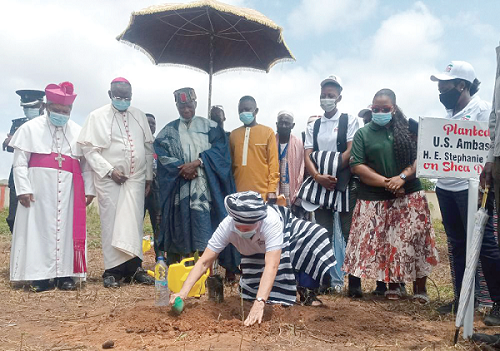 US Ambassador, Yagbonwura plant shea seedlings to populate trees