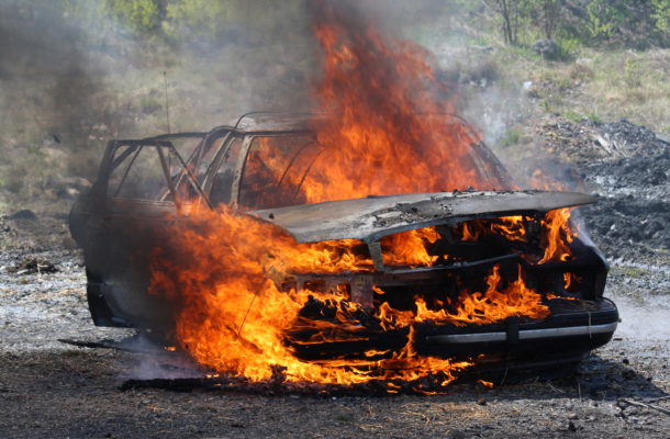 Angry robbers set taxi ablaze after failing to rob driver