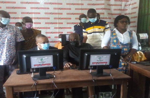 Okyere Baafi, Nyonkopa Cocoa and Barry Callebaut jointly donate computers to Densuano school