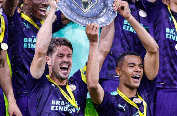 Dutch-born Ghanaian winger Cody Gakpo helps PSV win Johan Cruijff Shield