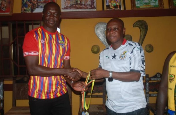 Hearts of Oak's goalkeeper's trainer gifted plot of land by Goaso chief for winning the double