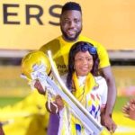 Richard Attah celebrates with wife after heroic performance in Hearts of Oak double