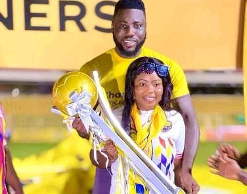 Richard Attah celebrates with wife after heroic performance in Hearts of Oak double