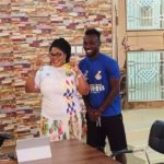 Emmanuel Nettey presents League and MTN FA Cup medal to Krowor MP