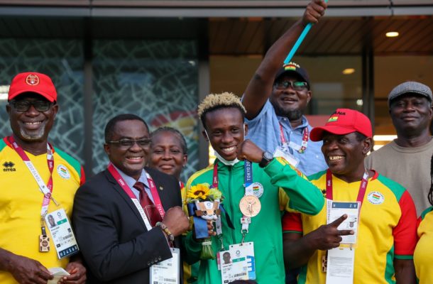 Tokyo 2020: Team Ghana welcomes  Bronze medalist Takyi to Games Village