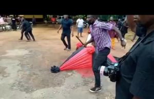 VIDEO: Suhum MP’s driver slashes man in the head as NPP supporters clash at funeral
