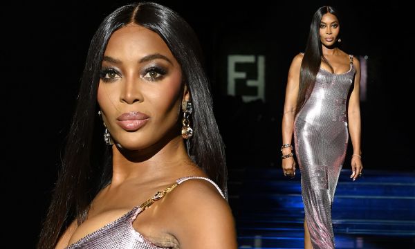 Naomi Campbell rules the runway in a glittering pink gown
