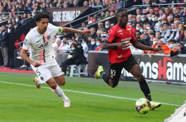Kamaldeen Sulemana shines as he provides assist in Rennes win over PSG