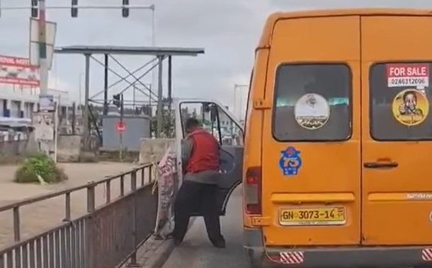 VIDEO: Trotro driver captured urinating on road arrested by police