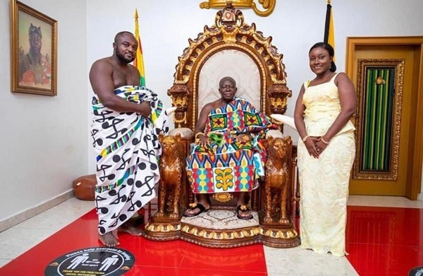 Adrinkra Pie CEO and wife visit Asantehene after their royal wedding