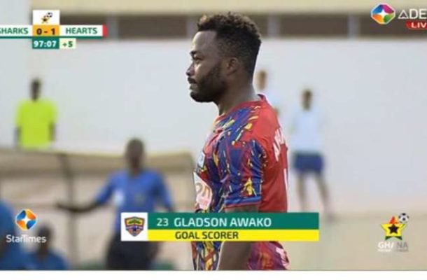 VIDEO: 'Prodigal son' Gladson Awako makes the difference for Hearts against Elmina Sharks