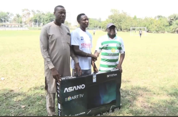 King Faisal striker Osman Ibrahim handed 50-inch TV set for winning PoTM award