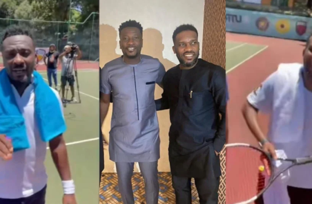 VIDEO: Jay Jay Okocha beats Asamoah Gyan in Tennis game