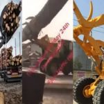 Video of log loader machine transporting long timber on Ejisu streets goes viral