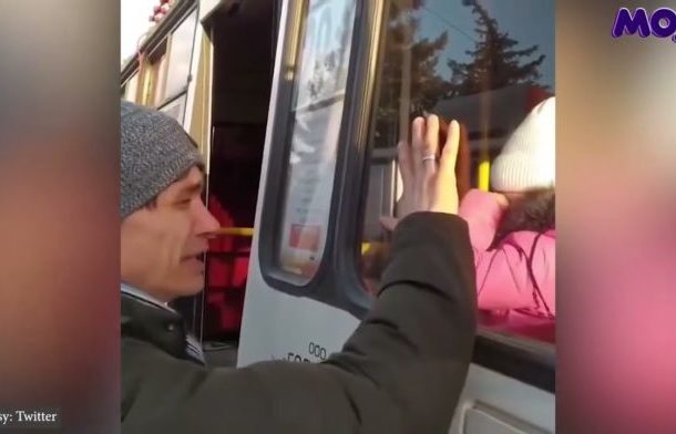 Ukrainian father saying goodbye to daughter will break your heart