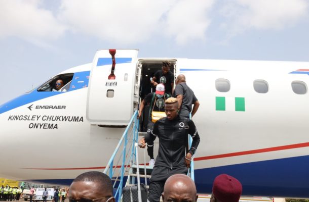 PHOTOS & VIDEOS: Super Eagles touch down in Kumasi for Ghana clash
