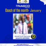 Kotoko coach Prosper Nartey wins NASCO coach of the month January