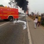 Fuel tanker fire on Accra-Kumasi highway leads to roadblock