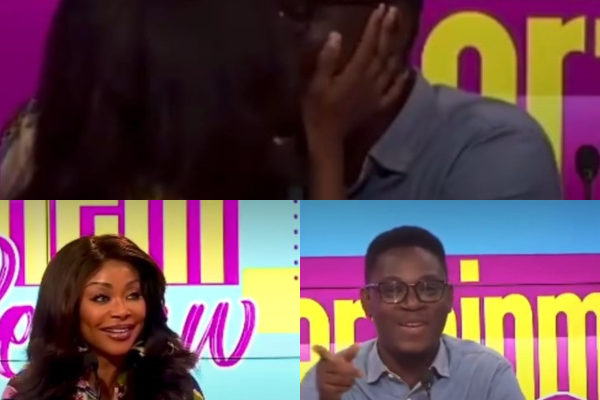 Stephanie Benson kisses presenter, leaves him dumbfounded